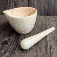 Undugu Mortar and Pestle, Handcrafted Pink Soapstone 