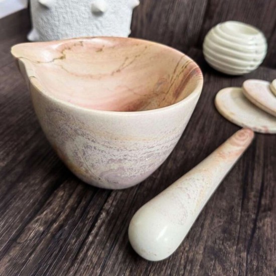 Shop quality Undugu Mortar and Pestle, Handcrafted Pink Soapstone  ( Expect color & size variation) in Kenya from vituzote.com Shop in-store or online and get countrywide delivery!