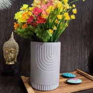 Undugu Round Cylindrical Handcrafted Soapstone Statement Vase 