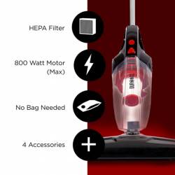 Duronic Stick Vacuum Cleaner | Energy Class A+ | HEPA Filter – Bagless | Black | 2-in-1: Converts from Upright Corded to Handheld Cordless Vac | Lightweight | Includes 4 attachments/brushes