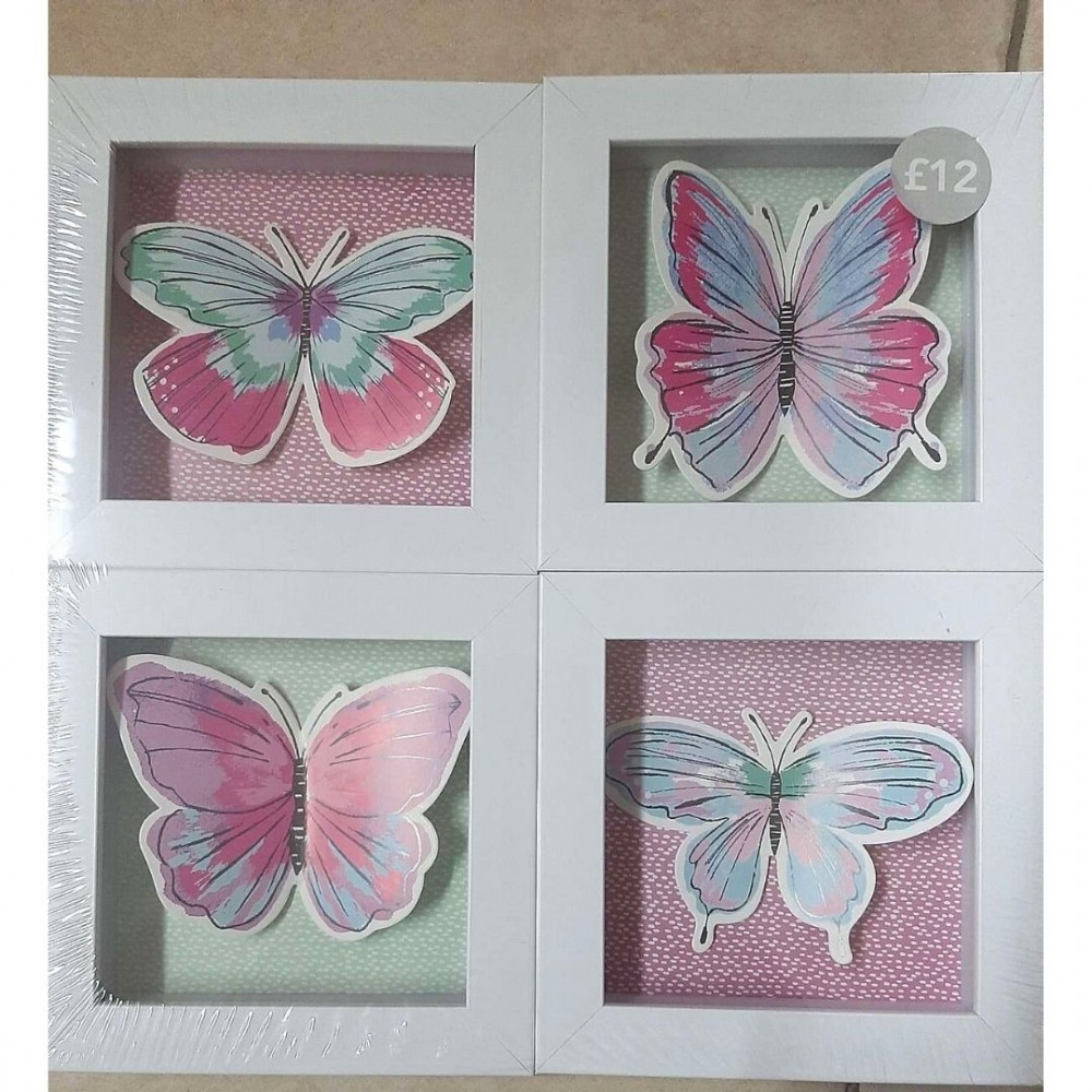 Party Supplies Dunelm Butterfly Frame Wall Art, Set of