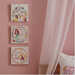Dunelm Disney Princess Set of 3 Canvas, 20cm x 20cm (8" x 8")