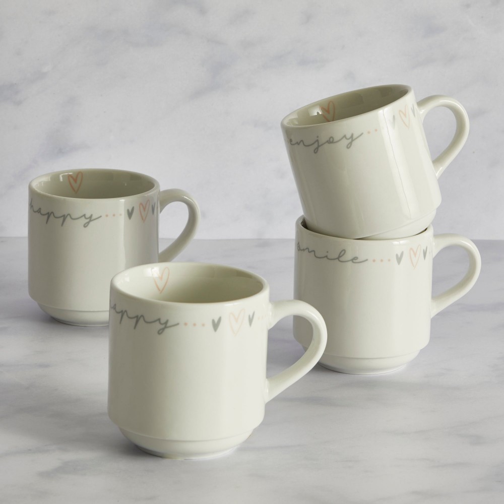 Mugs Dunelm Sweet Words Stacking Porcelain Mugs white,