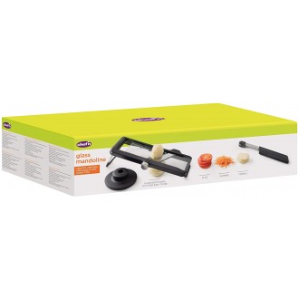 Chef'n Glass Premium Mandoline Glass Deck with Slicer with 3 Cutting Blades, Black