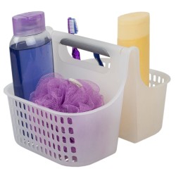 Home Basics Two Compartment Plastic Shower Tote With Non-Slip Handle