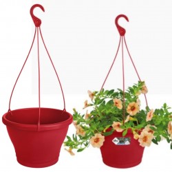Elho Corsica Hanging Basket Planter - Cranberry Red, 30cm