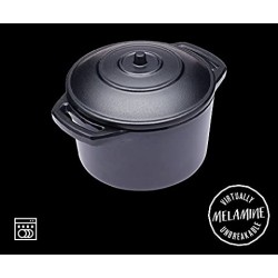 KitchenCraft Mini Cast Iron-Look Melamine Serving Dish with Lid- Round Tapas Pot Style