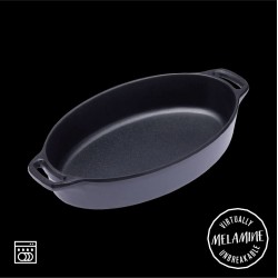 Kitchen Craft Mini Cast Iron-Look Melamine Serving Dish with Handles - (8 Inches x 4½ Inches)