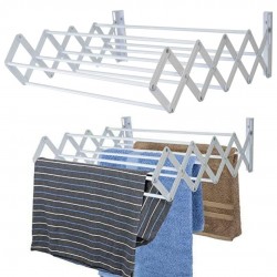 Home Basics Wall Mount Folding Accordion Clothes Drying Rack, White