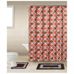 Home Dynamix 15 Piece Bath Boutique Shower Curtain & Rug Set:  Includes: Shower Curtain, Bath Rug , Contour Rug + 12 Curtain Hooks