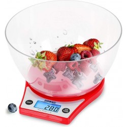 Duronic Kitchen Scales Digital Display 5kg | 2 Litre Bowl and a Tare Function - Red
