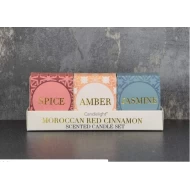 Candlelight Morocco Set of 3 Mini Votive Candles, Moroccan Red Cinnamon Scent, Gift Boxed