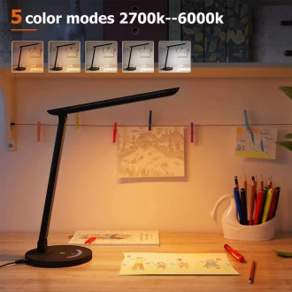 TaoTronics LED Desk Dimmable Office Lamp + USB Charging + 5 Lighting Mode + 7 Brightness Levels, Touch Control