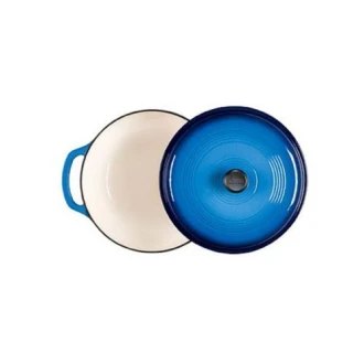 Lodge Enameled Cast Iron Dutch Oven, Blue, 5.6 Liters - Oven Safe to 500 degrees F