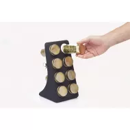 Master Class Herb & Spice Rack Set with 8 Brass Finish Lidded Jars and Gift Box, Black Effect, 9 Piece