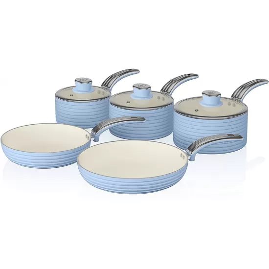 Shop quality Swan Retro Pan Set with Easy Clean Non-Stick Ceramic Coating, Aluminium, Blue, 5 Piece in Kenya from vituzote.com Shop in-store or online and get countrywide delivery!