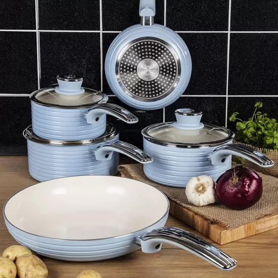 Shop quality Swan Retro Pan Set with Easy Clean Non-Stick Ceramic Coating, Aluminium, Blue, 5 Piece in Kenya from vituzote.com Shop in-store or online and get countrywide delivery!