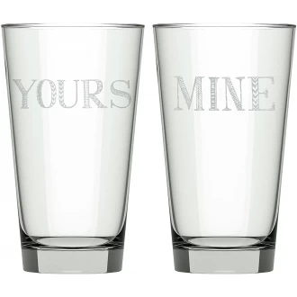 Creative Tops "Stir It Up Mine and Yours Printed Highball Glasses, 480ml, Gift Boxed