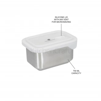 MasterClass All-in-One Lunch-Sized Stainless Steel Dish, 750ml ( Microwave Safe, Fridge + Freezer + Oven Safe)