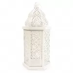 Candlelight Large Rustic Cut Out Metal Lantern, Cream  - 44.5cm Height