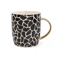 Candlelight Animal Luxe Barrel Mug with Giraffe Print with Gold Handle