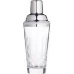 BarCraft Cut-Glass Cocktail Shaker with Stainless Steel Strainer, 400 ml 