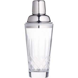 BarCraft Cut-Glass Cocktail Shaker with Stainless Steel Strainer, 400 ml 