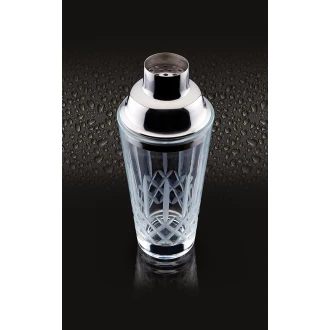 BarCraft Cut-Glass Cocktail Shaker with Stainless Steel Strainer, 400 ml 