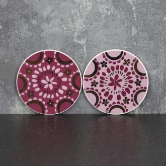 Candlelight Bohemian Assorted Ceramic Coasters Plum and Gold 10cm (Sold Per Piece)
