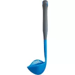 Colourworks Multi Soup Ladle / Strainer Spoon, Silicone, Blueberry, 27 cm
