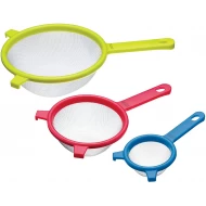 Colourworks Stainless Steel Fine Mesh Round Sieve Set, 18 cm. 12.5 cm, 8 cm, Multicoloured
