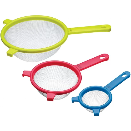 Colourworks Stainless Steel Fine Mesh Round Sieve Set, 18 cm. 12.5 cm, 8 cm, Multicoloured, CWSTRAINSET Shop quality Colourworks Stainless Steel Fine Mesh Round Sieve Set, 18 cm. 12.5 cm, 8 cm, Multicoloured in Kenya from vituzote.com Shop in-store or online and get countrywide delivery!