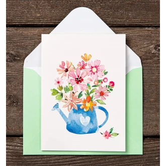 Floral in a Blank Note Card with Envelope