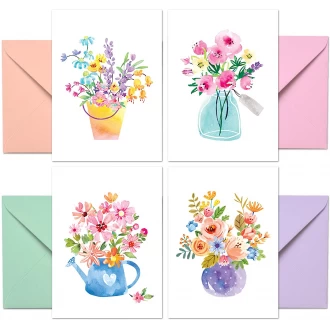 Floral in a Blank Note Card with Envelope