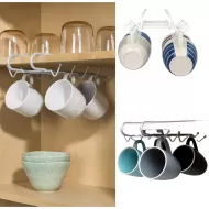 Home Basics Under The Shelf Vinyl Coated Steel 6 Hook Mug Rack, Silver Home Basics Under The Shelf Vinyl Coated Steel 6 Hook Mug Rack, Silver