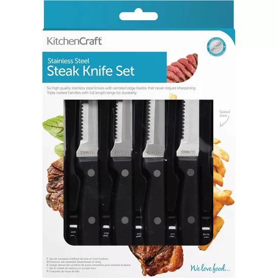 Kitchen Craft Steak Knives, in Gift Box, Stainless Steel, 22 cm, Set of 6, KCSTEAK6 Shop quality Kitchen Craft Steak Knives, in Gift Box, Stainless Steel, 22 cm, Set of 6 in Kenya from vituzote.com Shop in-store or online and get countrywide delivery!