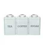 Living Nostalgia Tea/Coffee/Sugar Canisters in Gift Box, Steel, Vintage Blue