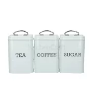 Living Nostalgia Tea/Coffee/Sugar Canisters in Gift Box, Steel, Vintage Blue