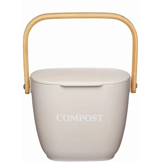 Natural Elements Kitchen Compost Bin, Bamboo Fibre, Putty Grey, 3 Litre