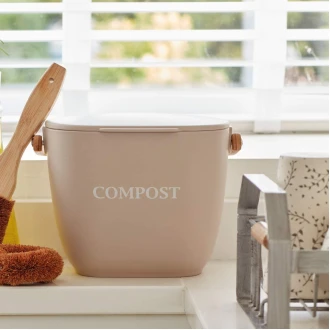 Natural Elements Kitchen Compost Bin, Bamboo Fibre, Putty Grey, 3 Litre