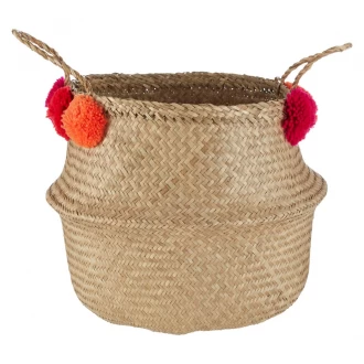 Premier Medium Seagrass Pom Pom Basket 