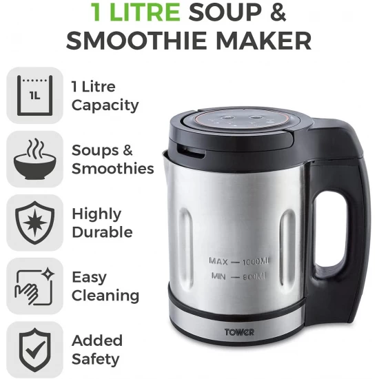 Shop quality Tower  Stainless Steel Soup & Smoothie Maker with LED Control Panel, 1Liter, Silver in Kenya from vituzote.com Shop in-store or online and get countrywide delivery!