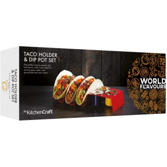 World of Flavours Carbon Steel Taco Holder and Dip Pot Set - Gift Boxed