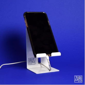 Zuri Desk Mobile Phone Holder, Geometric Design White