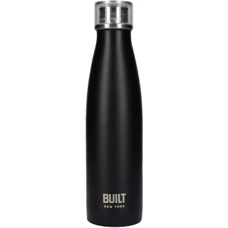 Built Perfect Seal Insulated Water Bottle/Thermal Flask with Leakproof Cap, Stainless Steel, Matte Black, 480 ml