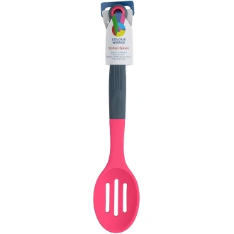 Colourworks Slotted Spoon, Silicone, Raspberry, 27 cm