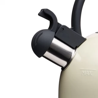 Living Nostalgia Antique Cream Traditional Whistling Kettle, 1.4 Litre