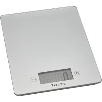 Taylor Pro Digital Food Scales with Ultra Thin Design in Gift Box, Glass/Plastic, Silver, 5 kg