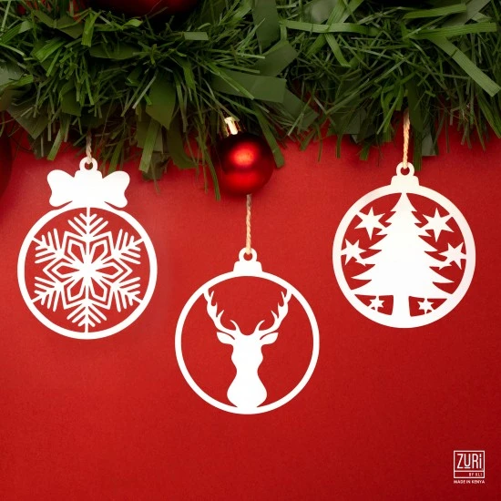 Zuri Christmas Ornaments - Set of 3 - Made in Kenya, COW2 Shop quality Zuri Christmas Ornaments - Set of 3 - Made in Kenya in Kenya from vituzote.com Shop in-store or online and get countrywide delivery!