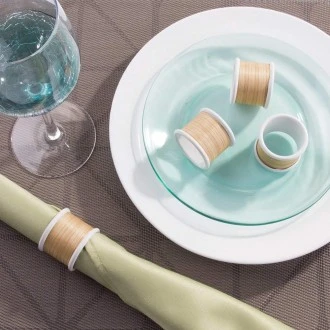 InterDesign RealWood Napkin Rings for Home, Kitchen, Dining Room - Set of 4, White/Light Wood